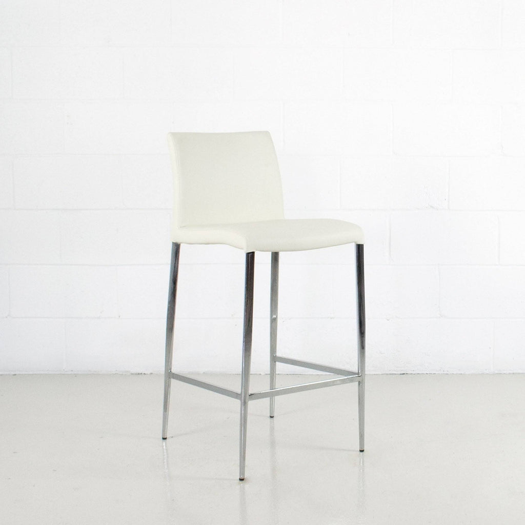 White Leatherette Chrome Counter Stool O1722