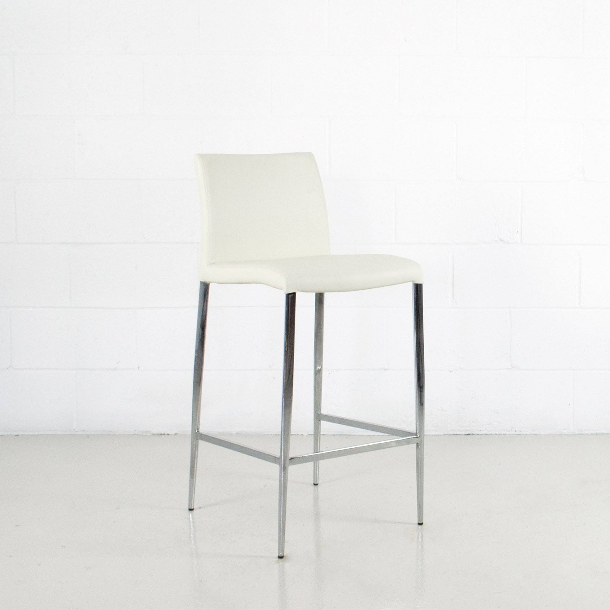 White Leatherette Chrome Counter Stool O1722