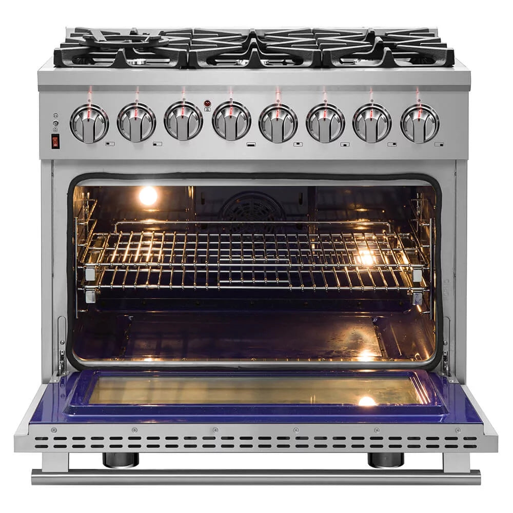 36 inch Stainless Dual Fuel Electric Gas Range R738