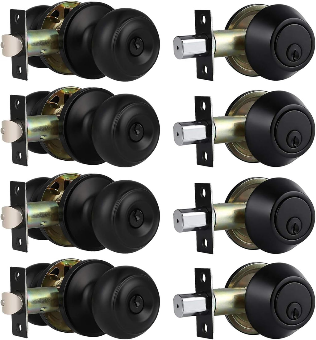 3 Pack Keyed Alike Oil Rubbed Bronze Door Knob and Deadbolt Set V982025