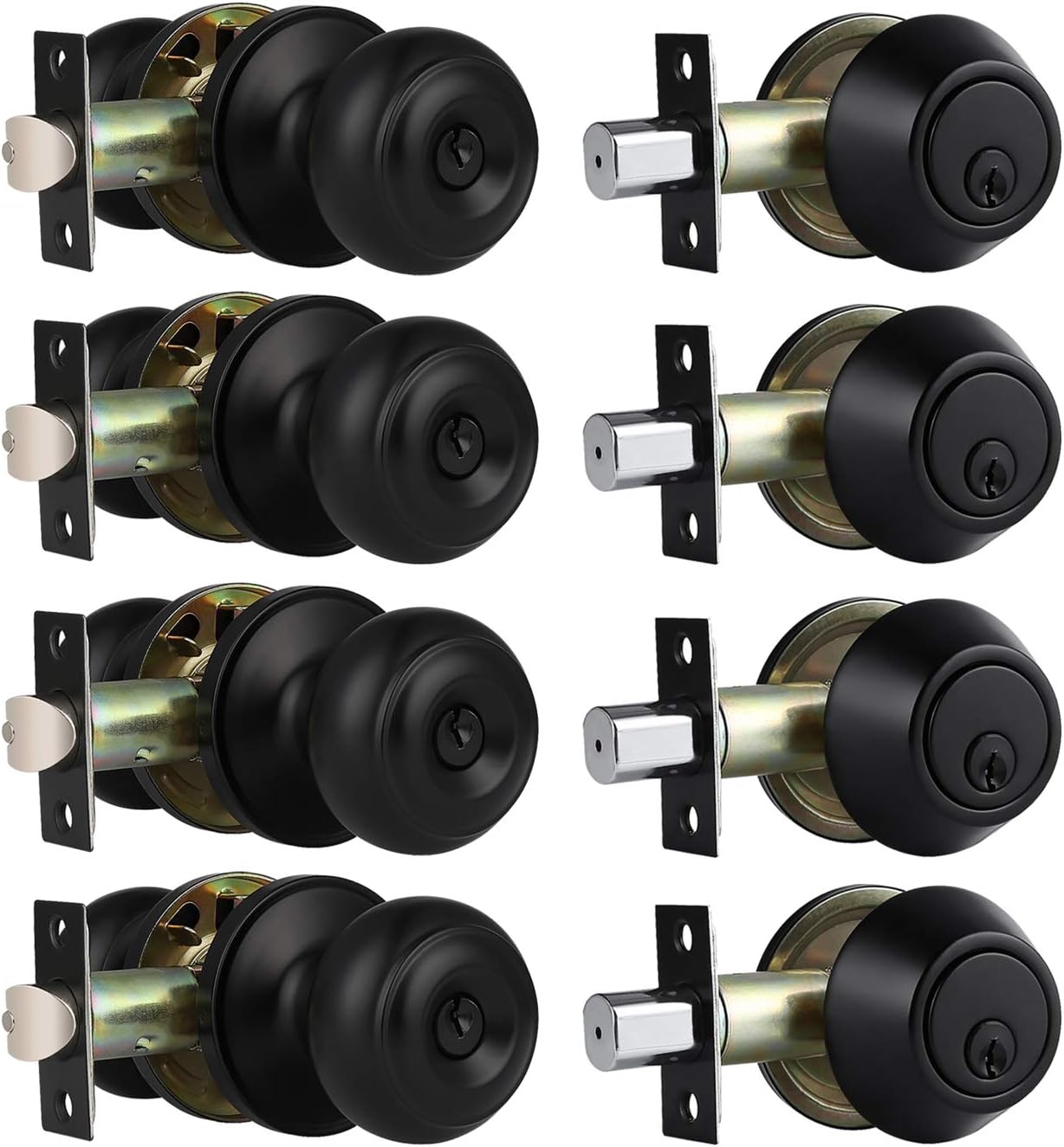 3 Pack Keyed Alike Oil Rubbed Bronze Door Knob and Deadbolt Set V982025