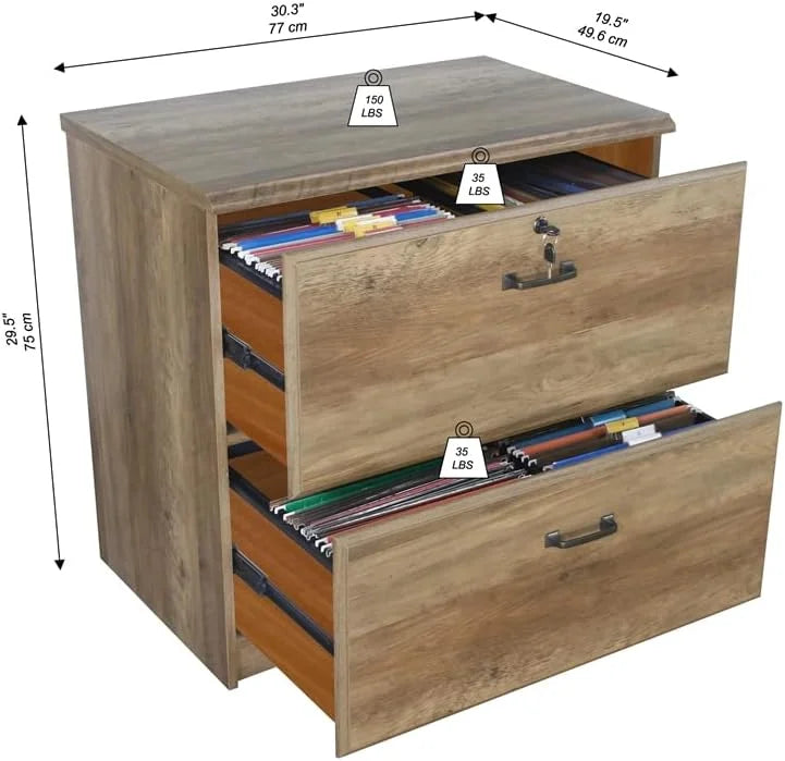 2 Drawer Lateral Filing Cabinet In Rustic Oak L5855
