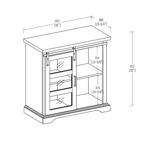 White Sliding Glass Door Buffet Cabinet Y60366
