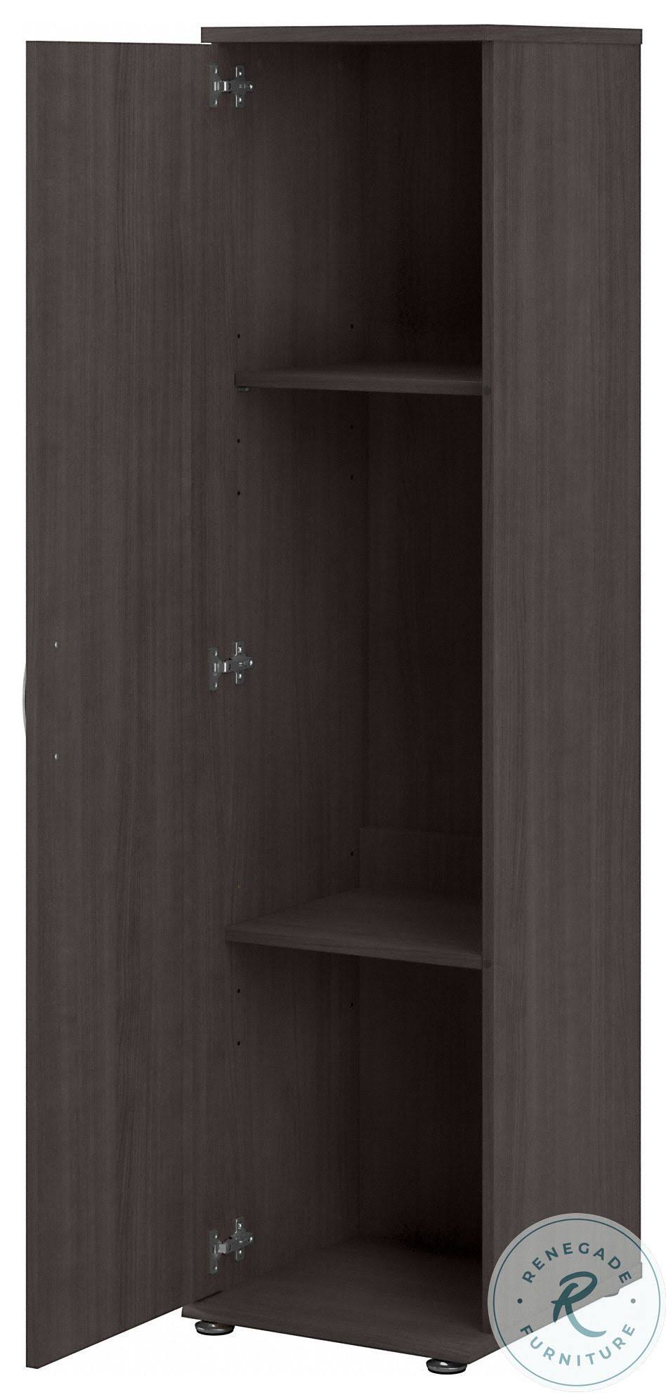Storm Gray Tall Narrow Storage Cabinet with Door and Shelves T224