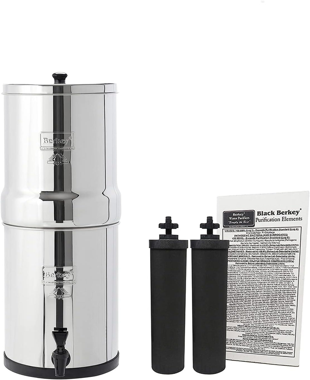 Gravity-Fed Water Filter with 2 Black Berkey Purification Elements L615