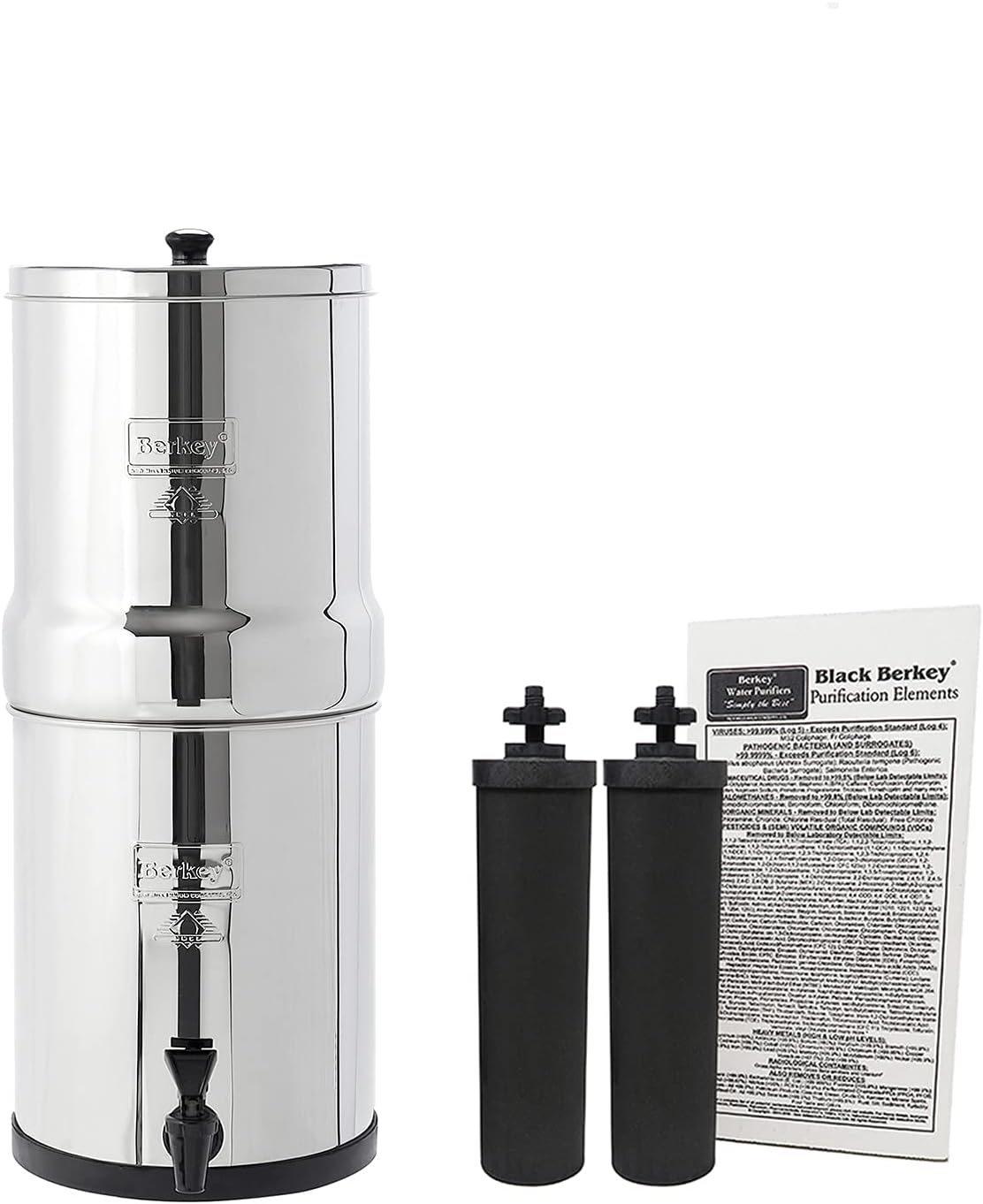 Gravity-Fed Water Filter with 2 Black Berkey Purification Elements L615