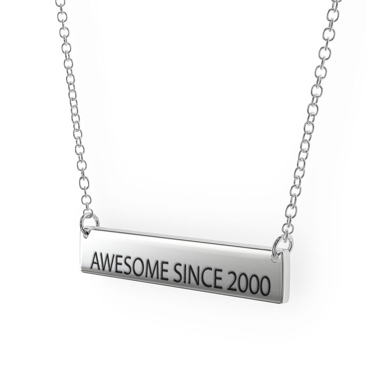 Sterling Silver Bar Pendant Necklace D607