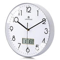 Black Wall Clock with Date Month Day of Week and Temperature Silent Non-Ticking Battery Operated Clock I9804