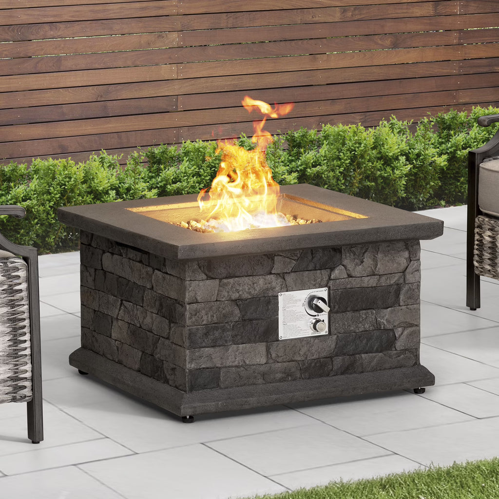 28 in. Smokeless Propane Gas Fire Pit Table with Lava Rocks O9353