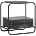 Industrial Glass Top Metal End Table E455
