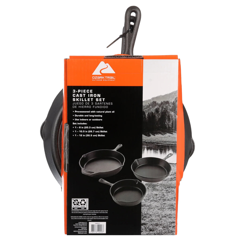 3 Piece Cast Iron Skillet Set, Pre-seasoned M90252