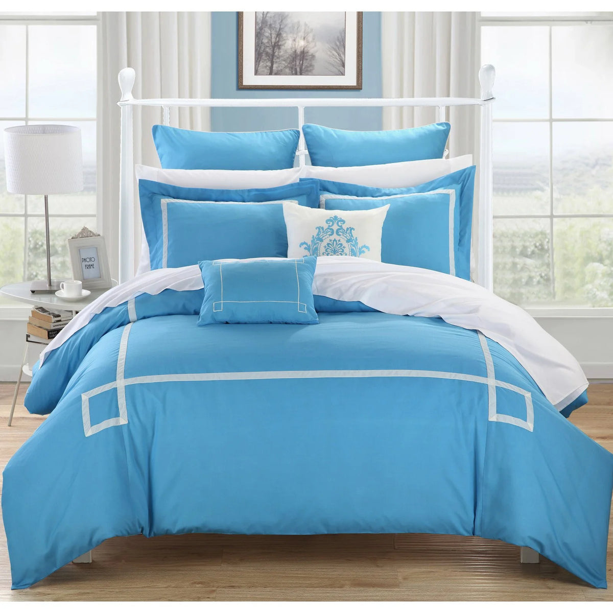 Yellow 11 Piece Embroidered Comforter Set with Sheet Set Queen Size P97805