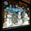 13.8 x 35.4'' Extra Large Christmas Window Clings 3 Sheets Blue Snowman Snowflake Window Stickers Double Sided Glass Decals F5871