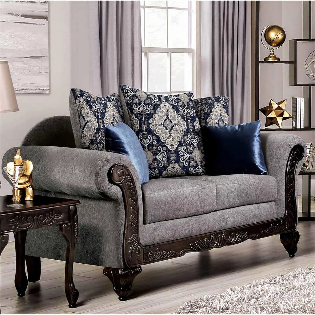 Gray Chenille 2-Piece Sofa Set E159133