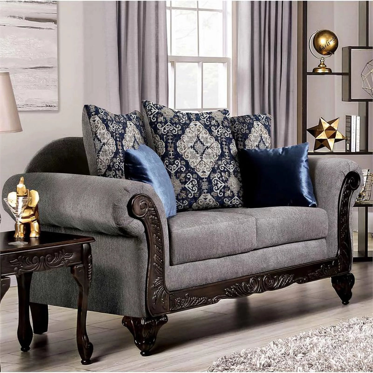 Gray Chenille 2-Piece Sofa Set E159133