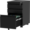 White 3-Drawer Mobile Metal File Cabinet with Lock F454