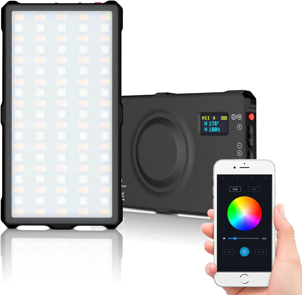 RGB Photography Light with App Control, Magnetic, 360° Full Color, 3200-7500K Adjustable, Stepless Dimming Q612649