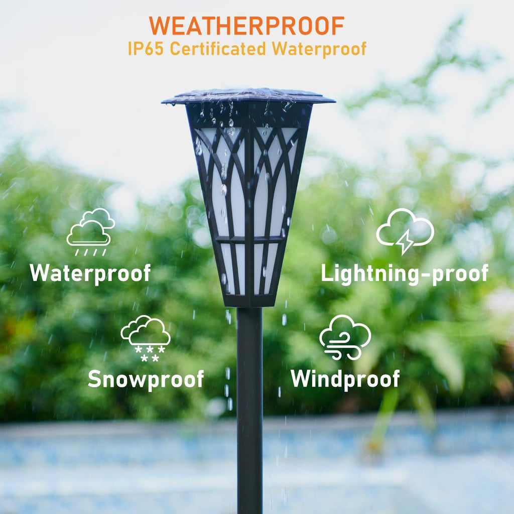 Solar Torch Lights 4 Pack, Solar Lights Outdoor Waterproof IP65 with 20 LED 2 Modes Auto On/Off Dancing Flickering Flames, Landscape Decoration Lighting for Garden Pathway Driveway Yard Deck Pool Path X359540