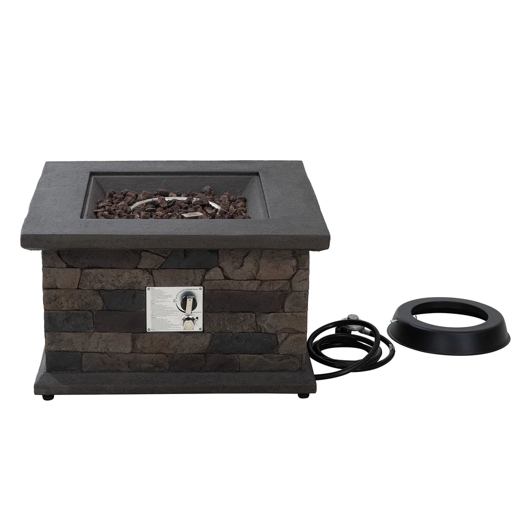 28 in. Smokeless Propane Gas Fire Pit Table with Lava Rocks O9353