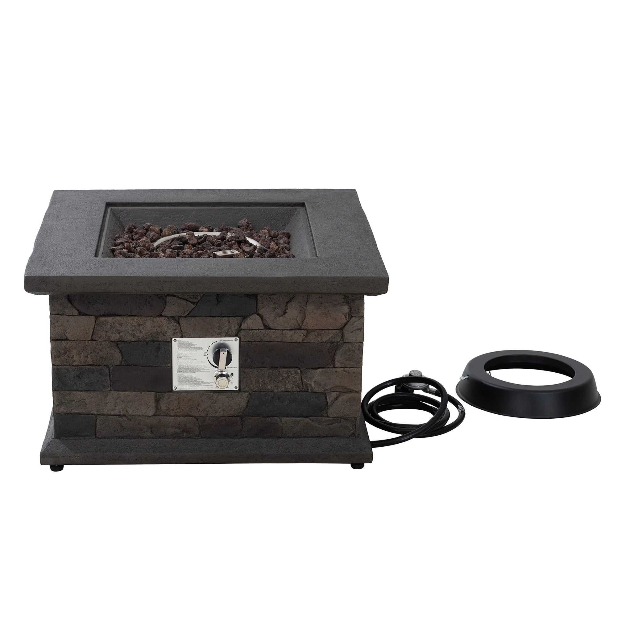 28 in. Smokeless Propane Gas Fire Pit Table with Lava Rocks O9353
