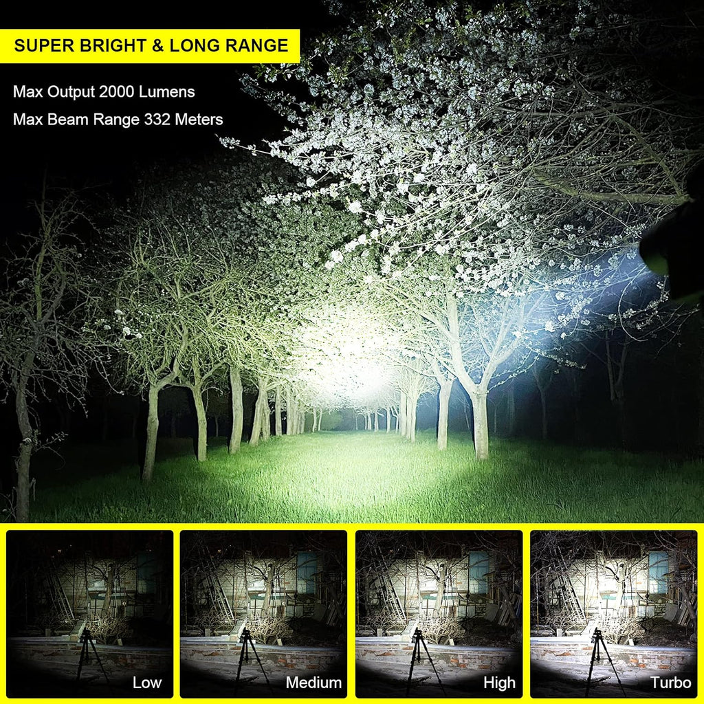 Rechargeable LED Flashlight 2000 Lumen with ATR, USB-A to USB-C Cable T922
