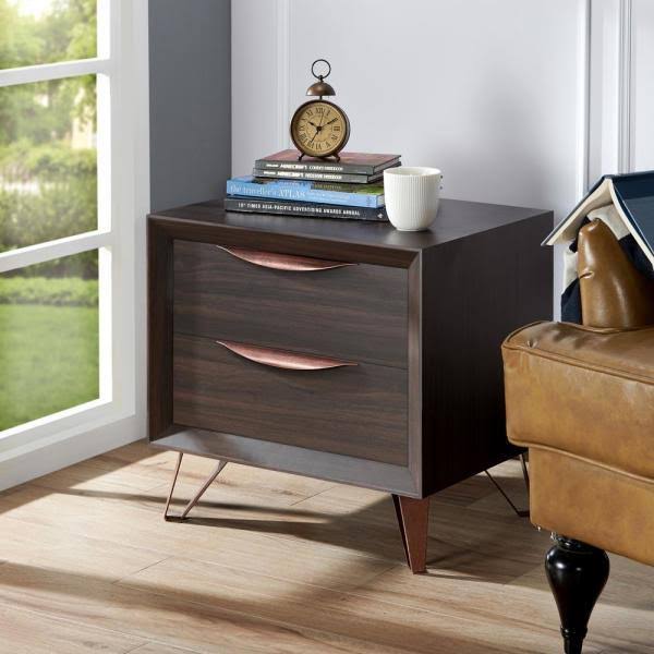 Wenge 2-Drawer Nightstand L695