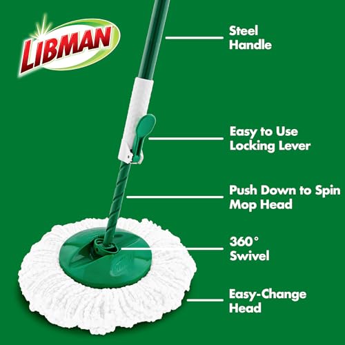 Spin Mop System with Bucket and Wringer, 2 Mop Heads G19239