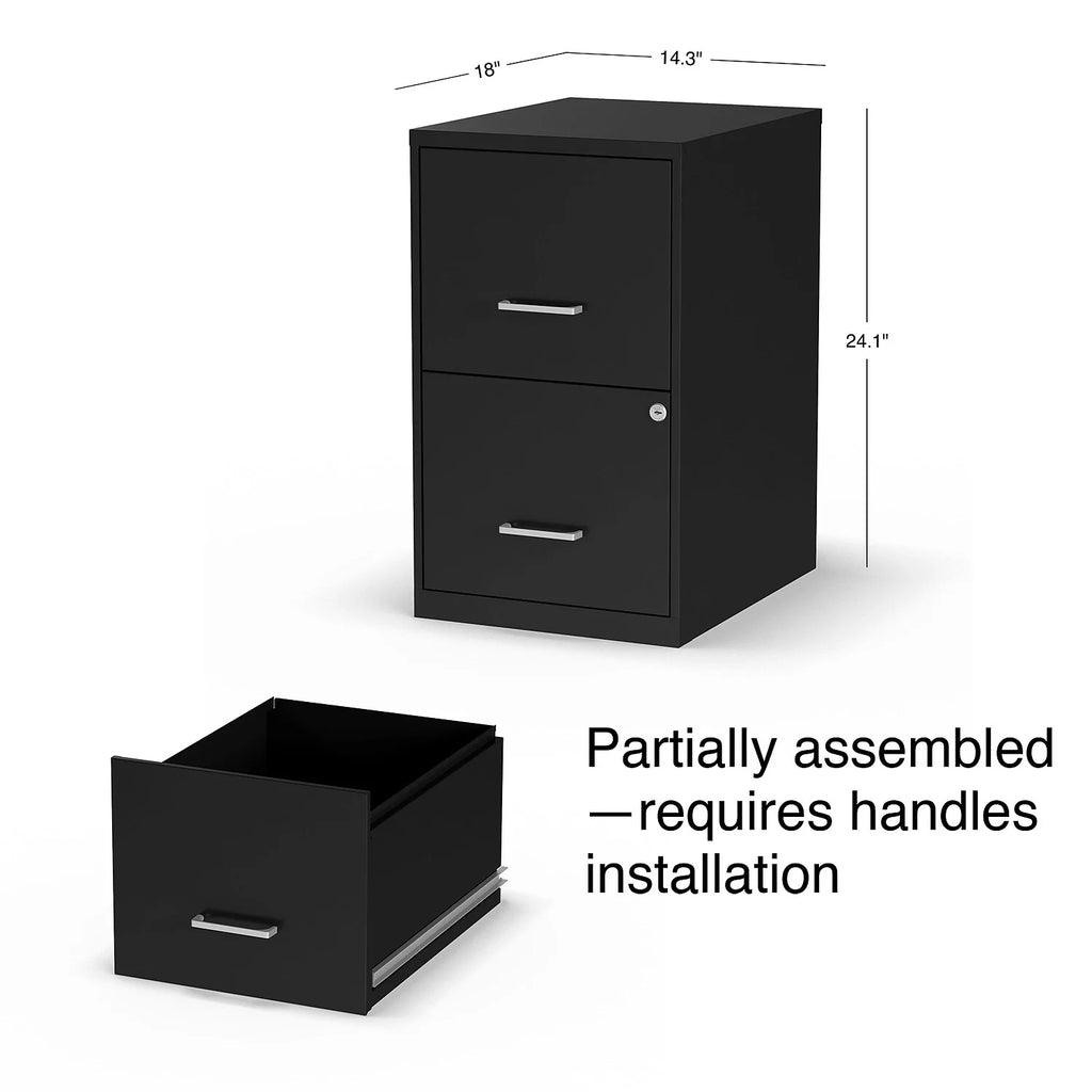 2-Drawer Vertical File Cabinet Locking Letter Black B38814