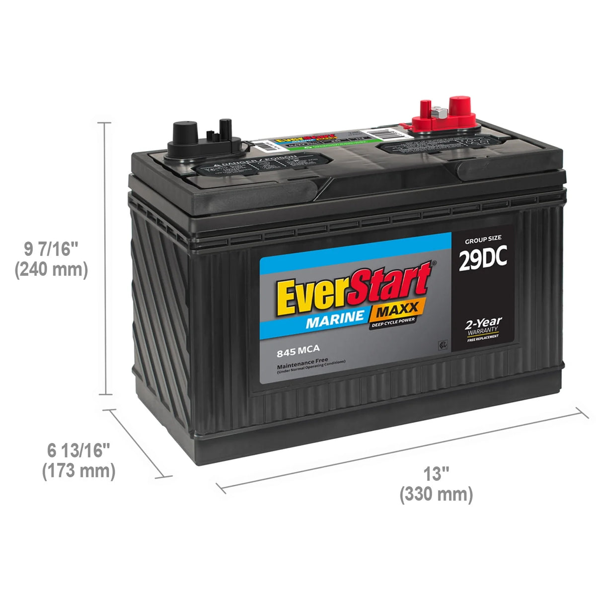 Group Size 29DC 12 Volt 845 CCA Marine Battery L78163