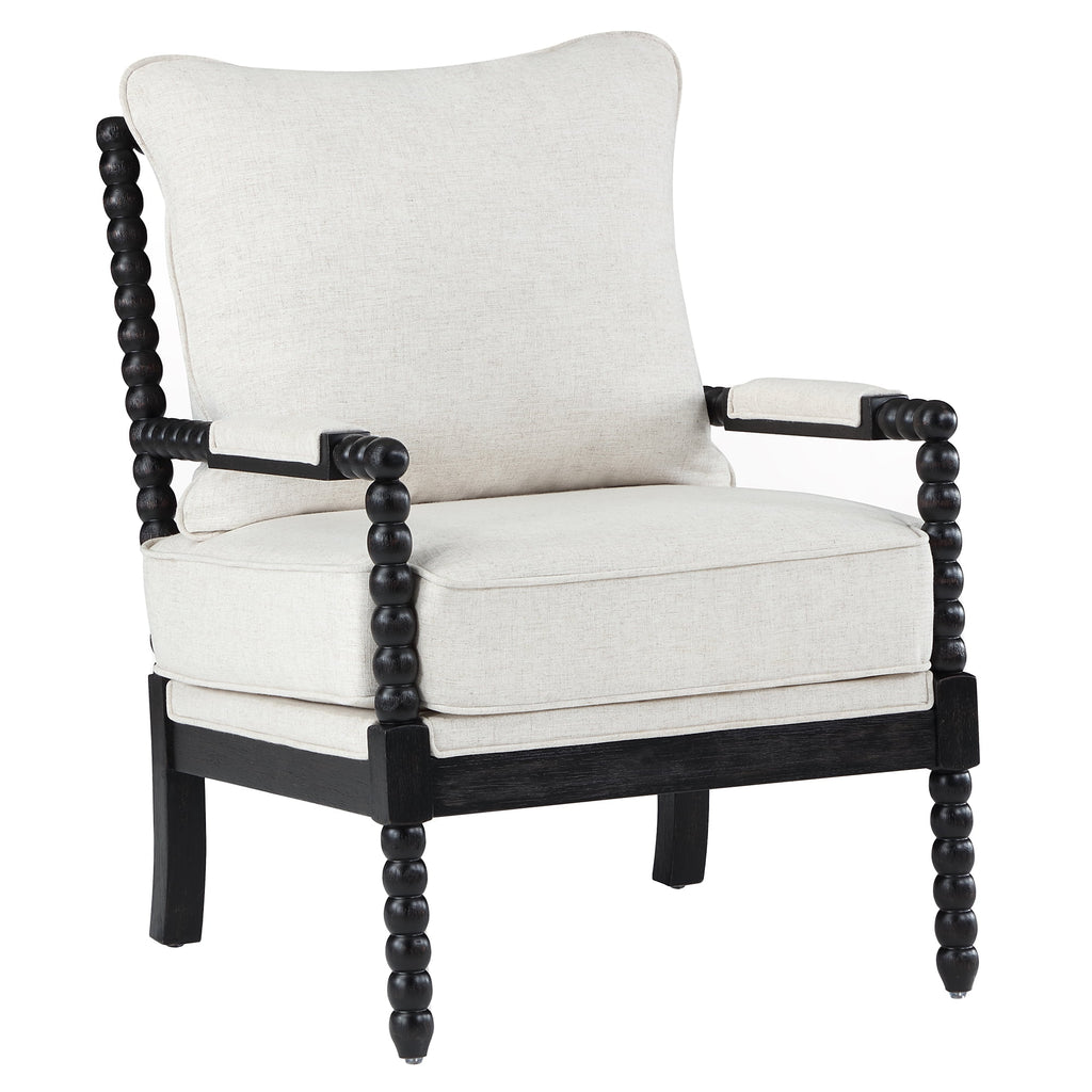 Black Linen Fabric Armchair with Wood Frame S441644