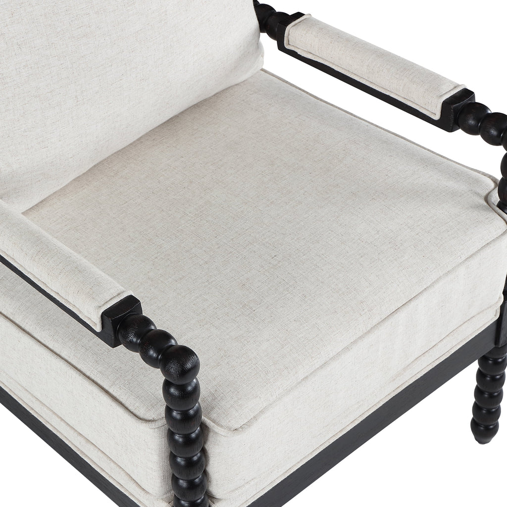 Black Linen Fabric Armchair with Wood Frame S441644