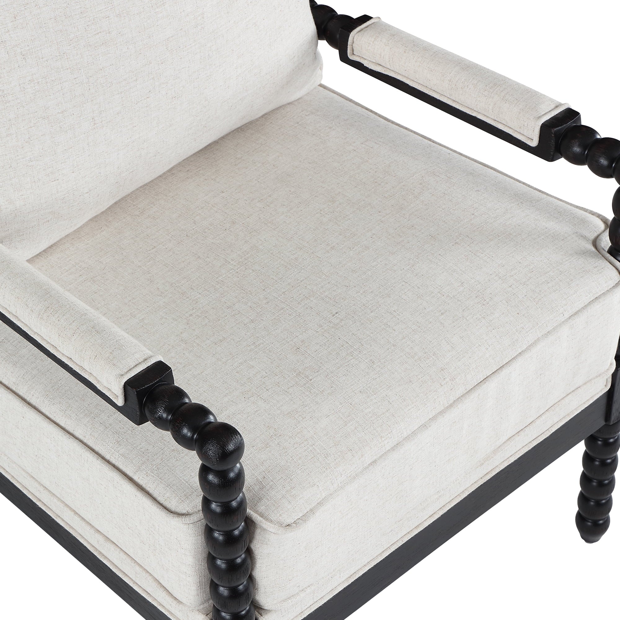 Black Linen Fabric Armchair with Wood Frame S441644