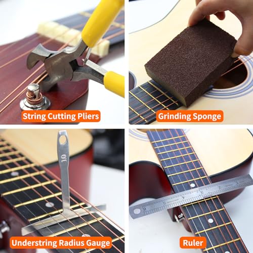 106 Pcs Guitar Tool Kit with Capo Strings Picks Bridge Pins Gauge M698963
