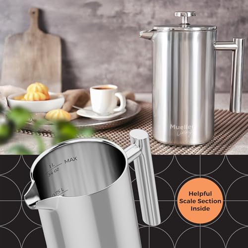34oz Stainless Steel French Press Coffee Maker Y5964