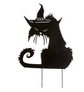 Metal Halloween Cat Silhouette Stake with Lighted Eyes L7830
