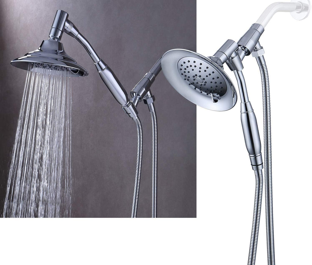 Double Height Positioning Shower Head, Handheld Spray, Metal Bracket Holder, Stainless Steel Flexible Hose (Brushed Nickel) Pack of 2 M96501