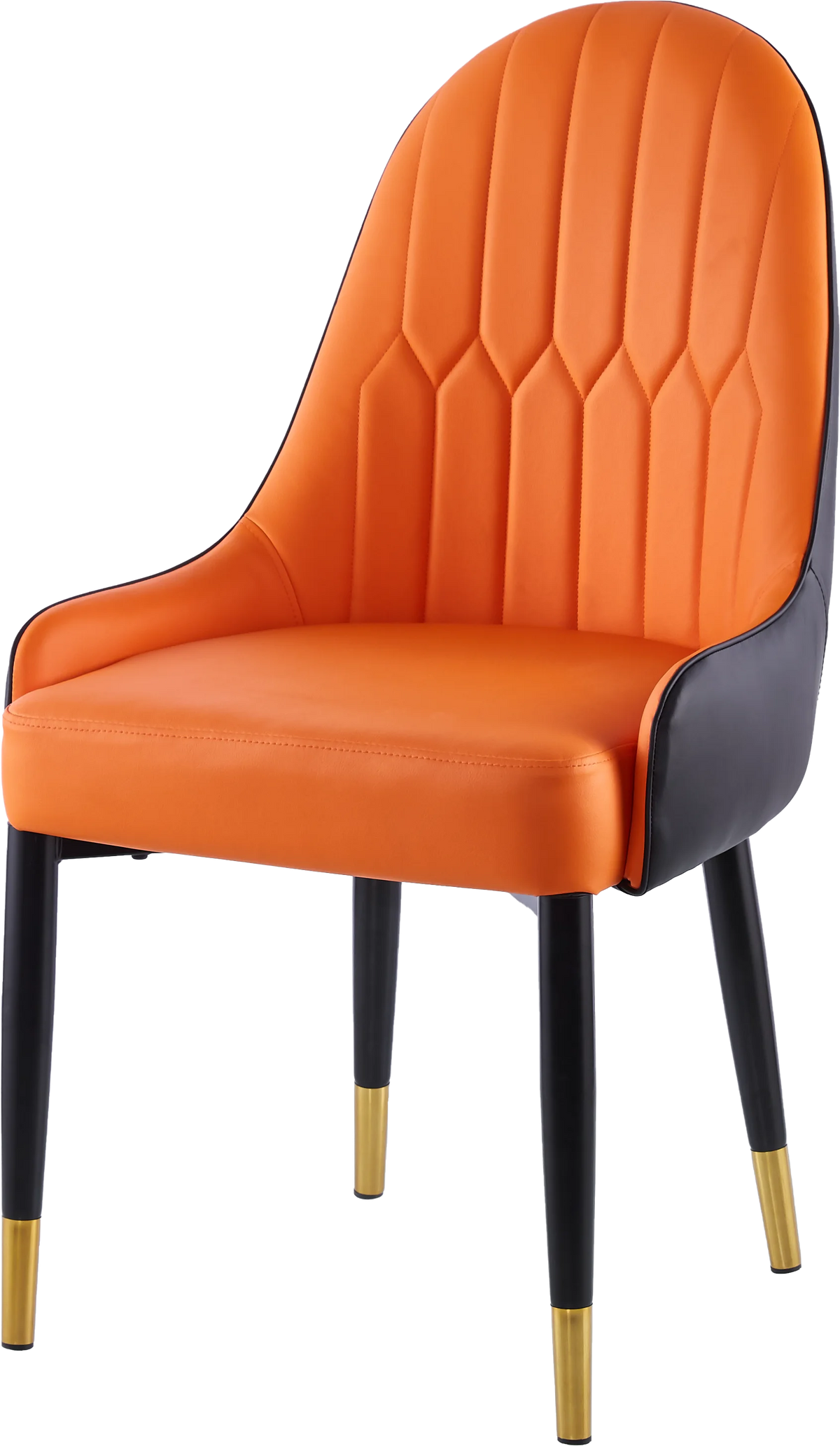 Set of 2 Leather Dining Chairs with Black Plastic Tube Plug-Orange F430