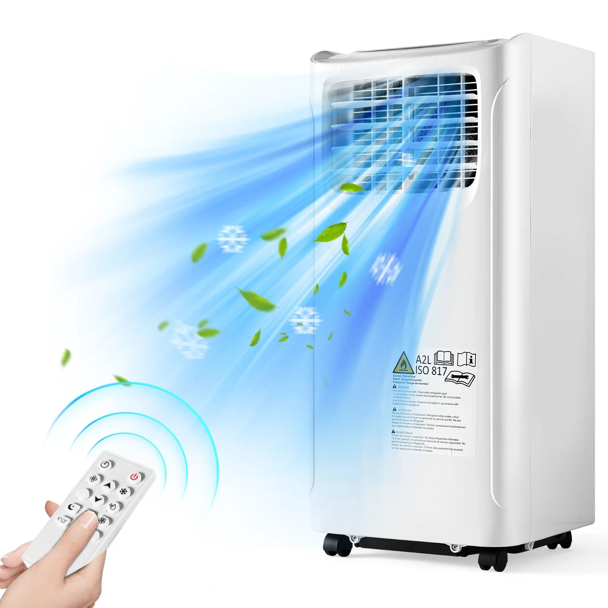 White 9700 BTU Portable Air Conditioner with Dehumidifier Function and Fan Mode with Window Kit Y838