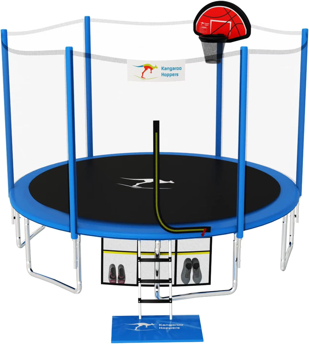 Blue 15FT Trampoline with Basketball Hoop W104