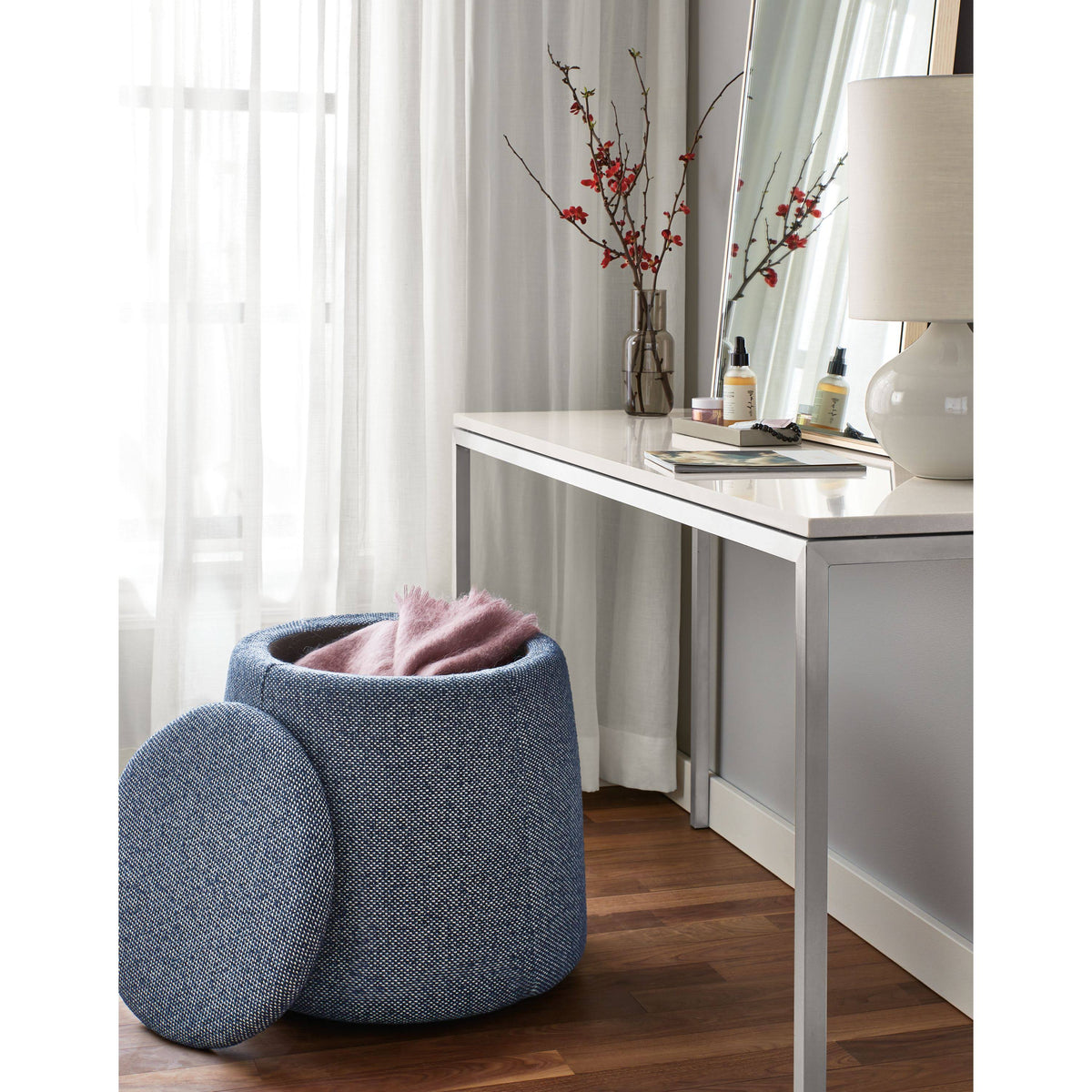 Smoke Tempered Glass Console Table with Graphite Base Z88613