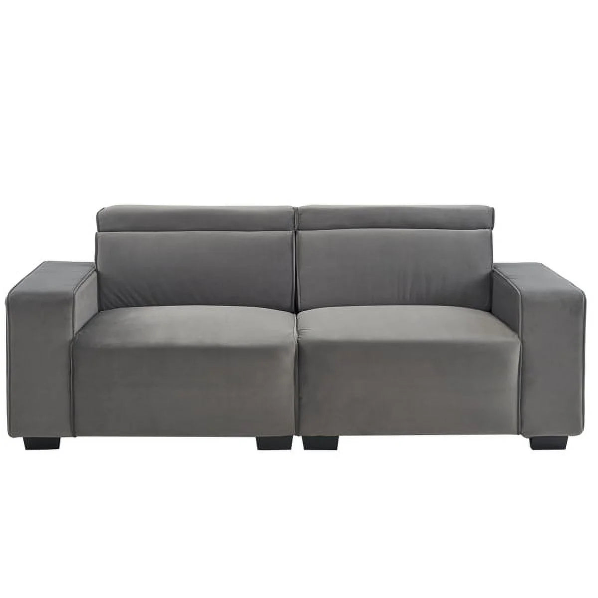 Dark Gray Velvet Two-Seater Sofa with Side Pockets P153351