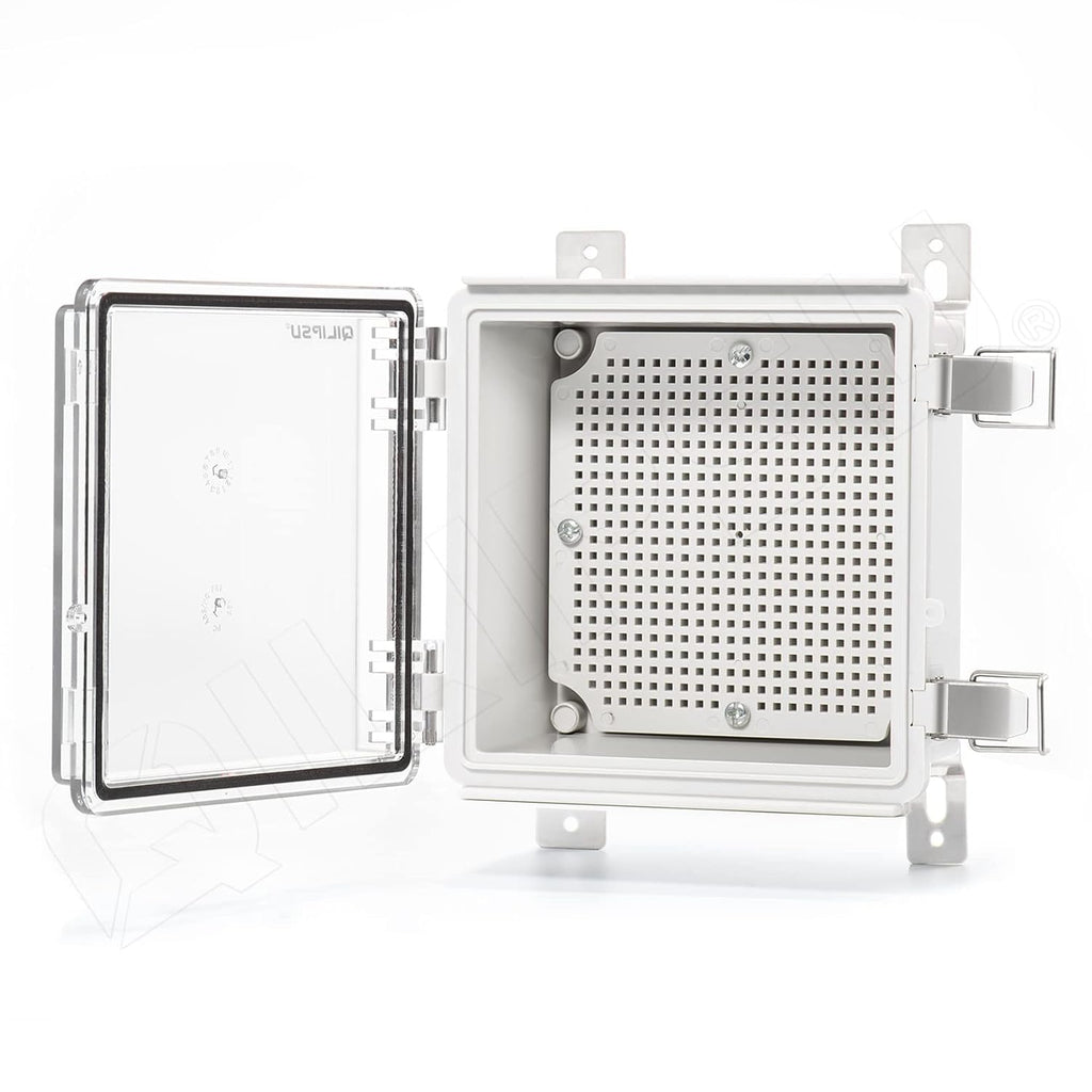 Clear Hinged Cover Junction Box with Mounting Plate, IP67 Waterproof ABS Plastic Grey, Pack of 2 R754