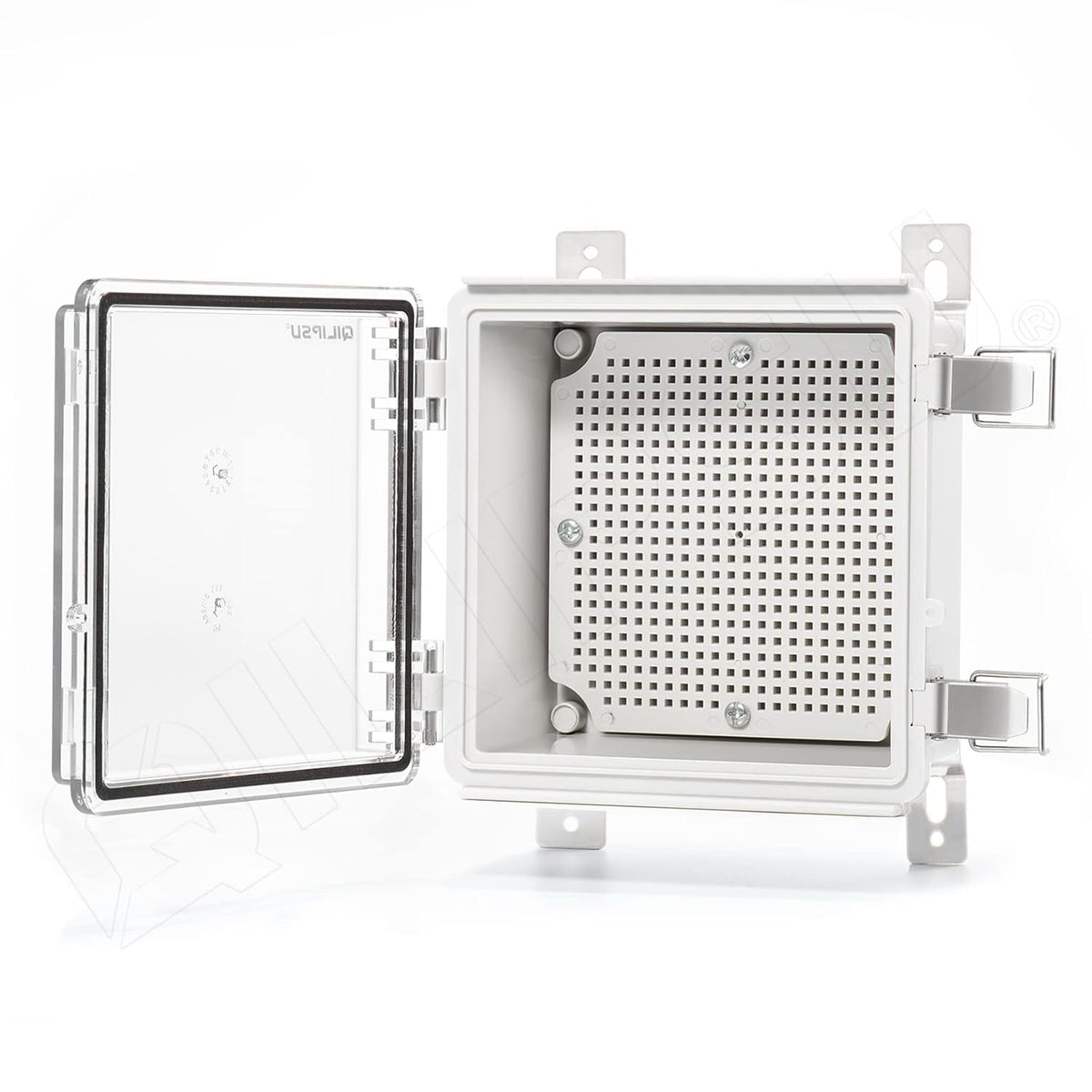 Clear Hinged Cover Junction Box with Mounting Plate, IP67 Waterproof ABS Plastic Grey, Pack of 2 R754