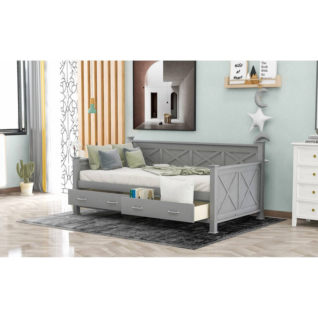 Grey Twin Size Daybed with 2 Large Drawers Z82807
