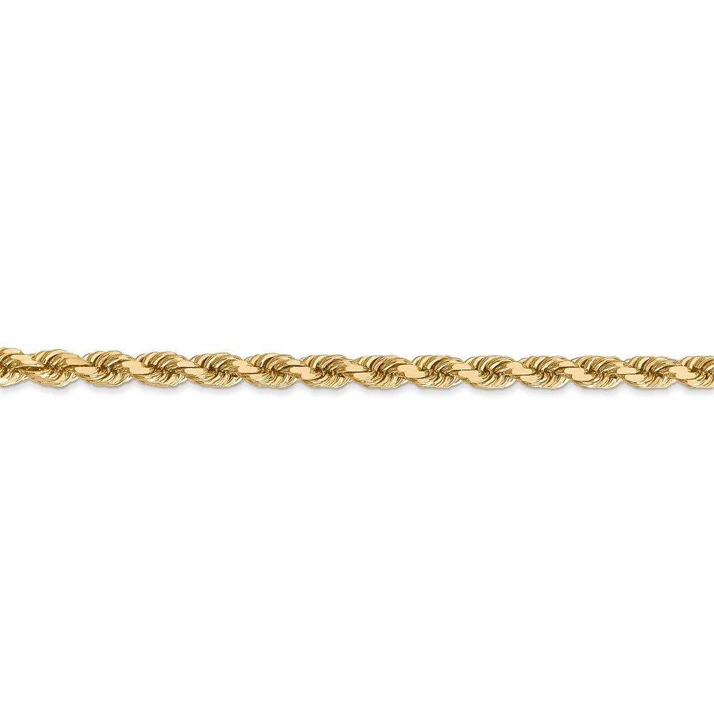 14kt Yellow Gold 4mm Diamond Cut Rope Chain with Lobster Clasp, 30 inch J2106