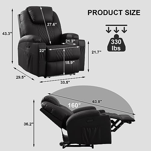 Brown PU Leather Power Recliner Chair with Heat and Massage S130