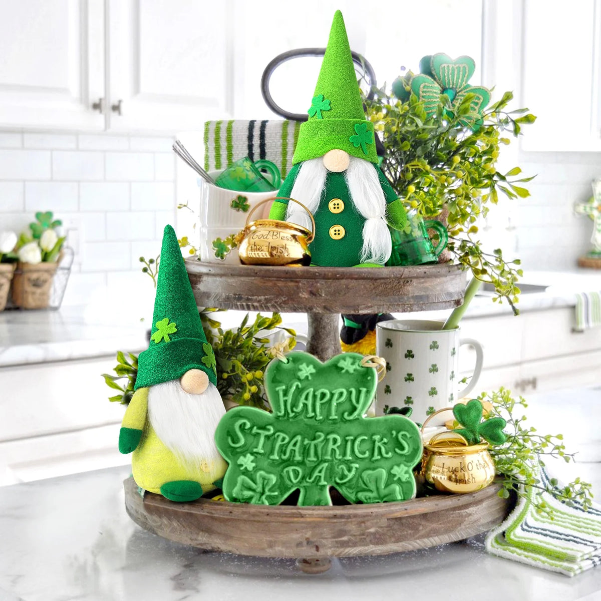 2Pcs Green Gnome Plush Decorations Y99759
