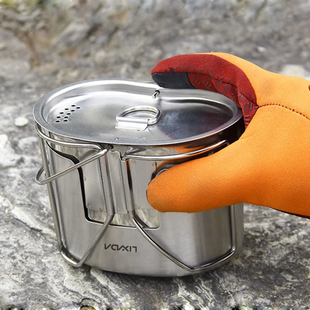 Stainless Steel Camping Cookware Set with Wood Stove G7059