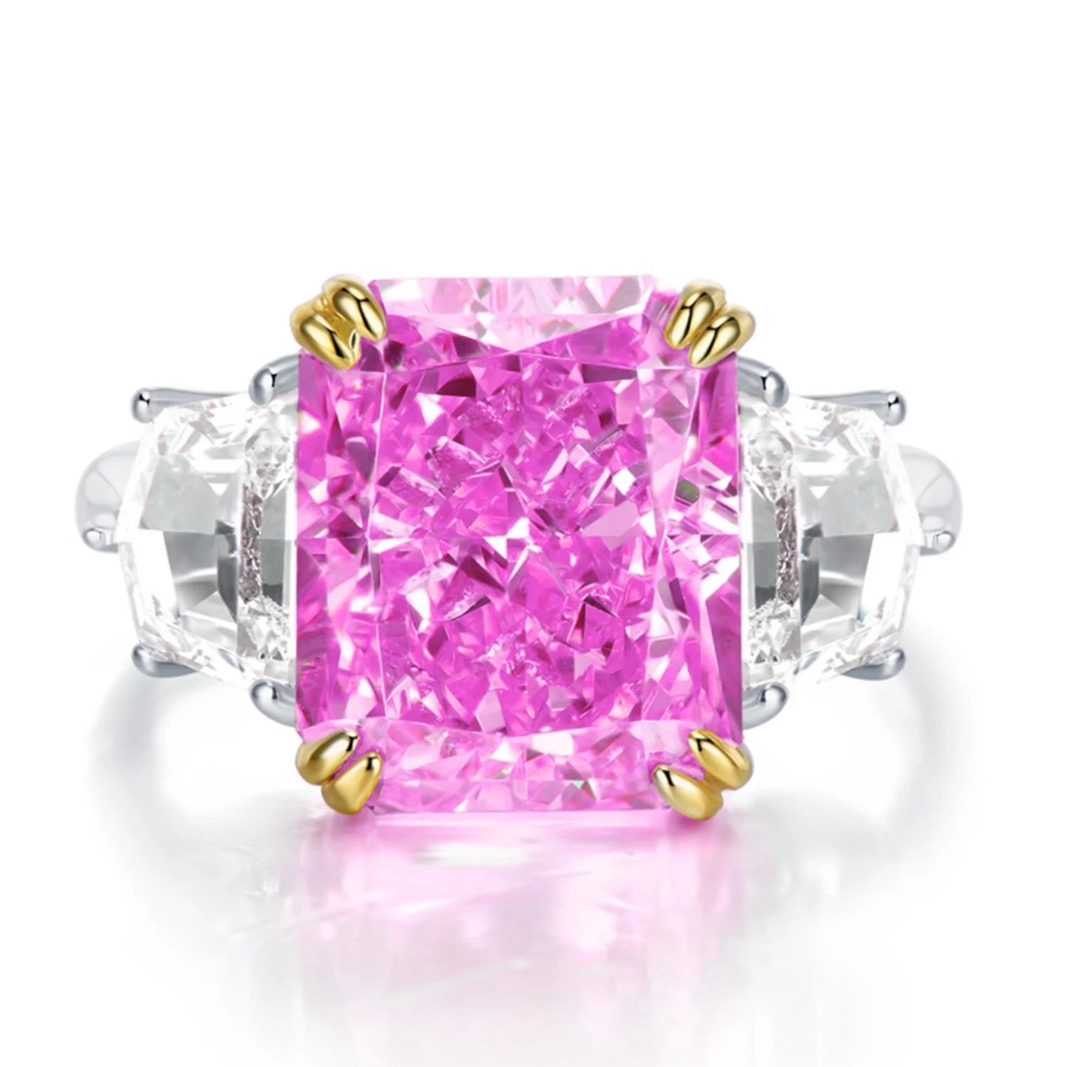 S925 Sterling Silver Radiant Cut Engagement Ring P15311