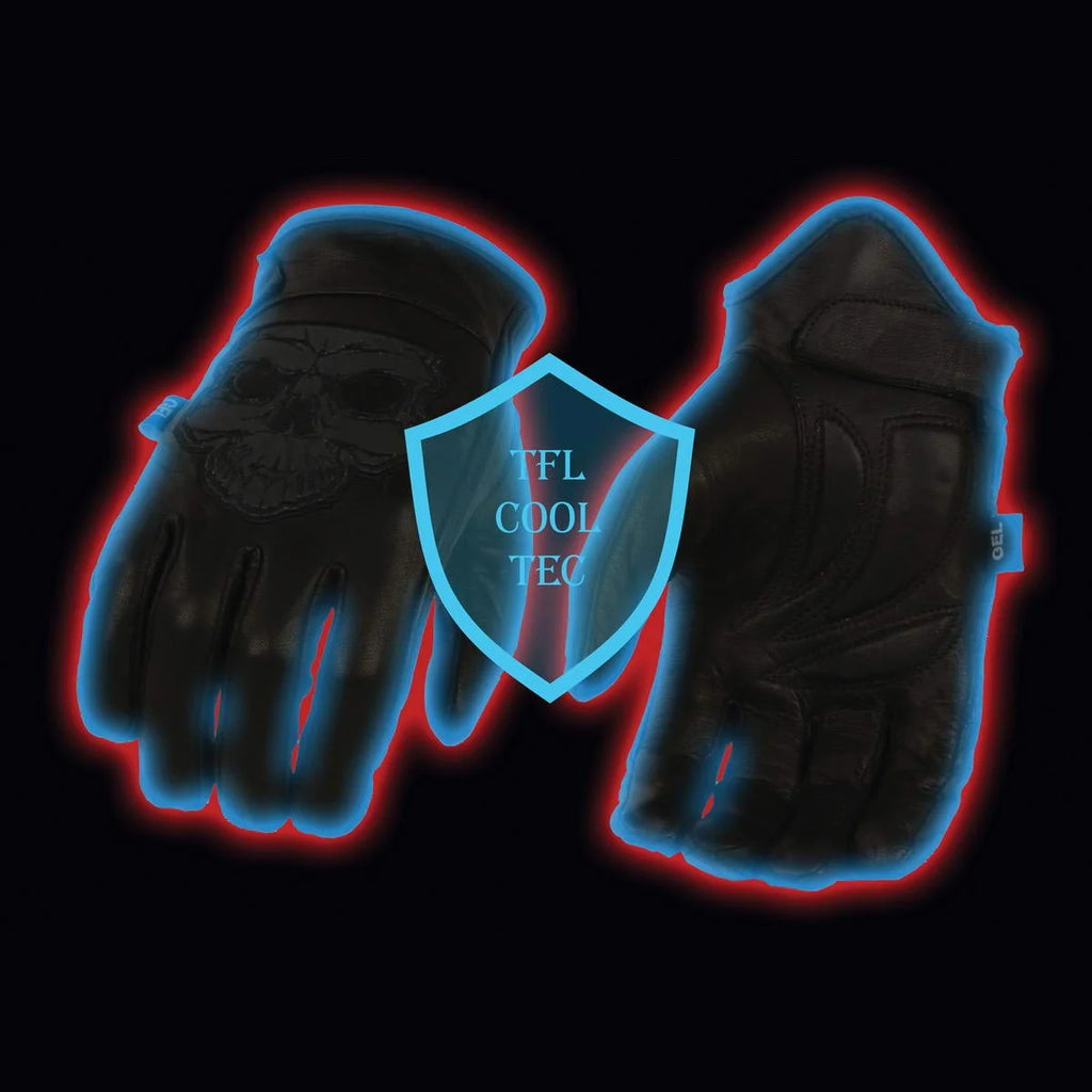 Black Leather Motorcycle Hand Gloves with Gel Padded Palm 2X-Large V22484